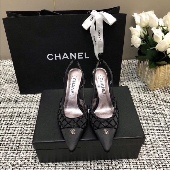 Chanel Vintave Diamond Embellished Pointed Toe Pumps - Picture 1 of 8